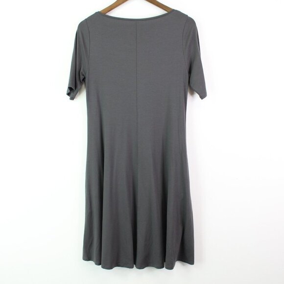 Eileen Fisher Stretch Jersey Knit Jewel Neck Dress Grey Size SP - Picture 6 of 7